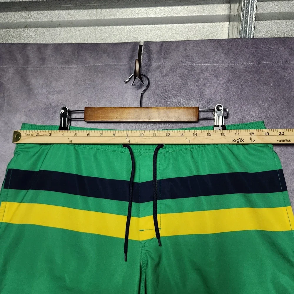 Gap Mens Pool Short Green Striped Swim Trunks Size Large B-6